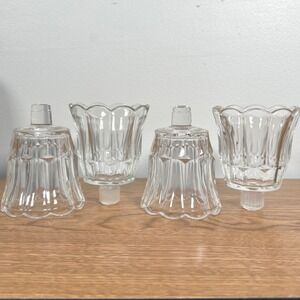 Home Interiors Clear Glass Scalloped Votive Tea Light Candle Holder Cups Set/4